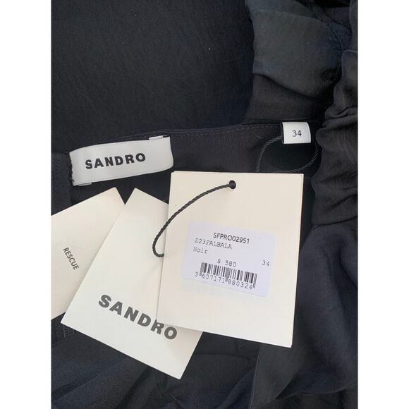 Sandro Falbala Midi Dress Black Sz 34 Short Sleeve Rhinestone Embellished Cutout - Picture 5 of 6